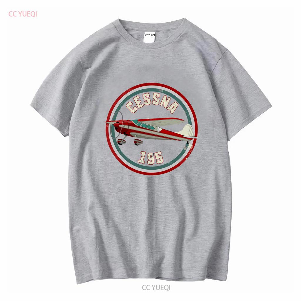 Cessna 195 Airplane T Shirt long or short sleeves vintage Washed fashion graphic Versatile Casual Top For Everyday Wear