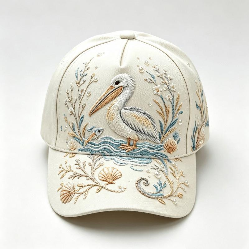 Fashion light green fresh lotus frog print baseball cap, national style three-dimensional hard top cap children's versatile sun hat