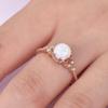 Elegant European & American 18k Rose Gold Plated Moonstone Diamond Engagement Ring with White Opal