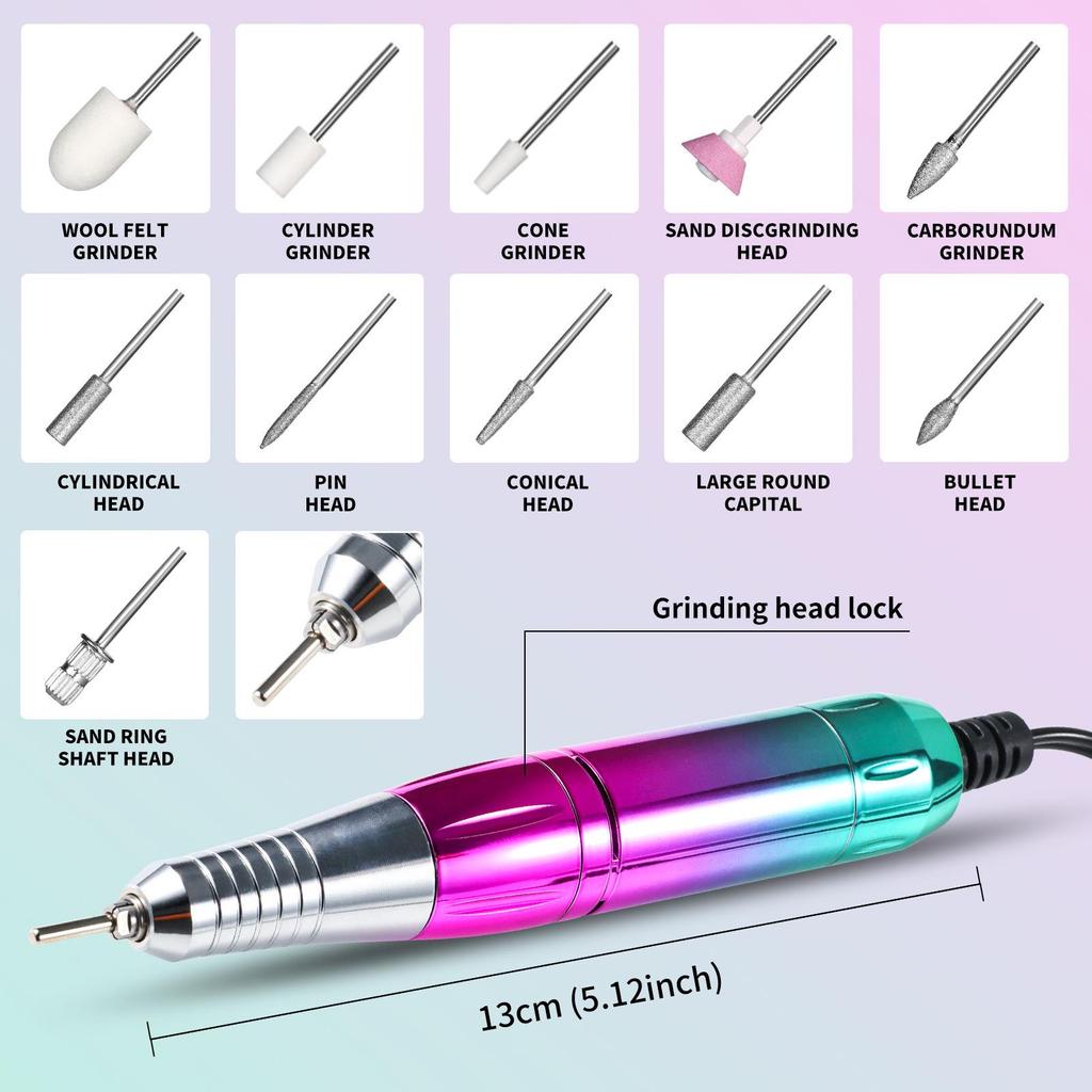 Portable Rechargeable 40,000 RPM Brushless Nail Drill with Charging Base for Nail and Cuticle Removal