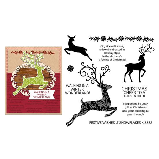 Christmas Themed Stamps And Cutting Dies Set for Card Making DIY Metal Die Cuts for Scrapbooking Invitations Holiday Cards Craft Supplies