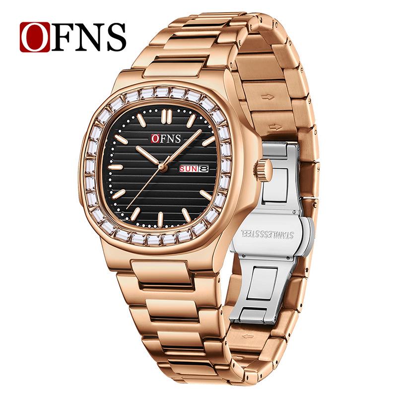 Oufanny Men s Multifunctional Luminous Waterproof Quartz Watch with Steel Band and Calendar