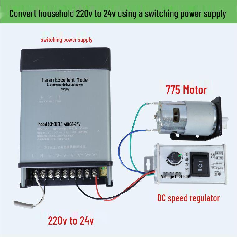 775 Brushed DC Motor Reversible Speed Controller, DC12-24V, 895 RPM, Stepless Adjustment