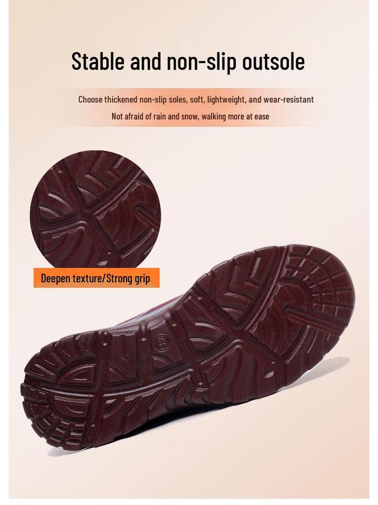 Women's Winter Velvet-Lined Beijing Cloth Shoes - Warm, Non-Slip, Soft Sole Sports Shoes for Middle-Aged and Elderly.