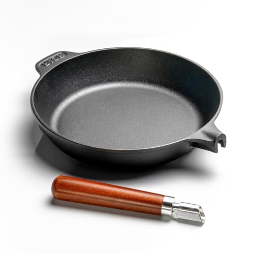 [Official ROAR] ROAR Cast Iron Frying Pan, 26cm [Detachable Handle for Easy Carrying and Storage] Nitrided for Rust Resistance [4.5mm Thickness Enhanc