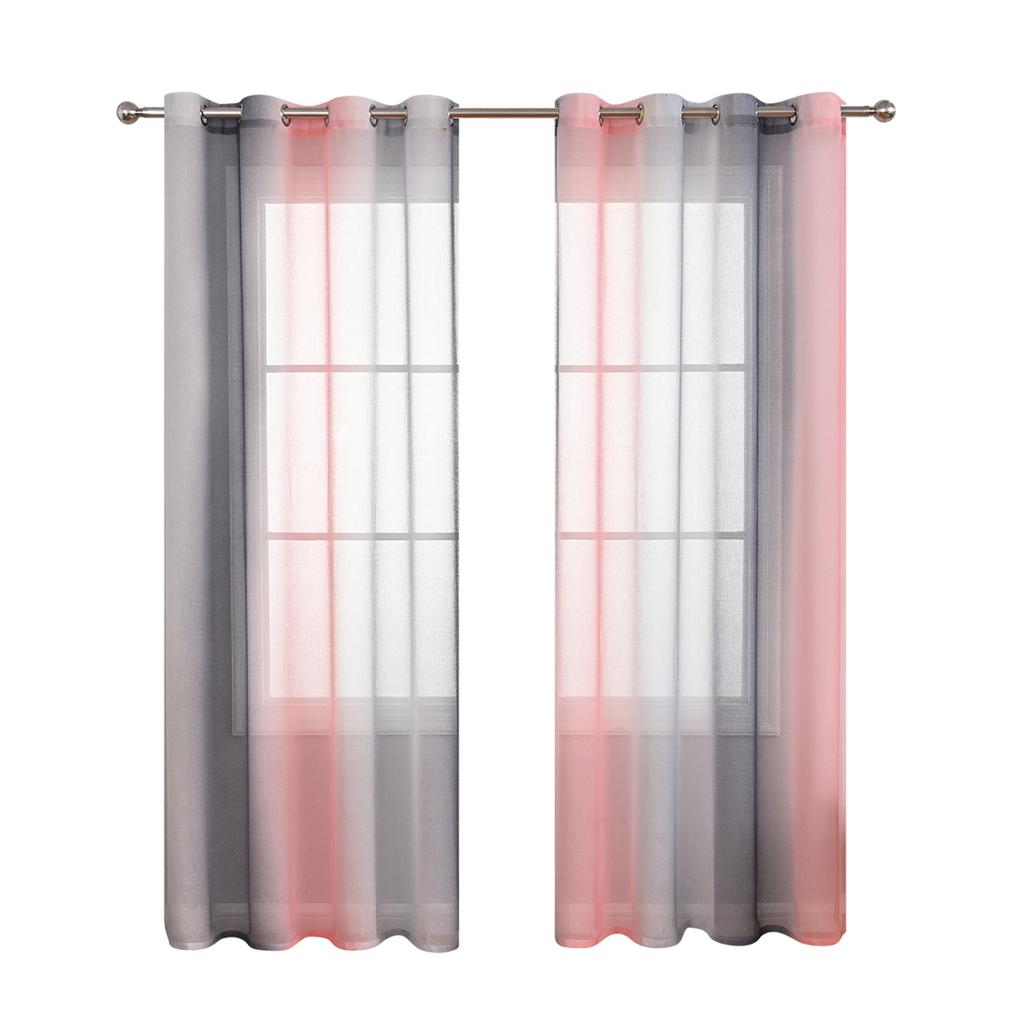 Modern Gradient Color Tulle Curtains Living Room Decoration Ombre Voile Window Drapes Kitchen Bedroom Panels Curtain With Eyelet Sheer Polyester