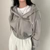 Casual Hood Sweatshirt Damen Zip Up Hoodies Solide Harajuku Langarmshirt Übergroße Crop Tops Damen Lose Jacken Mantel