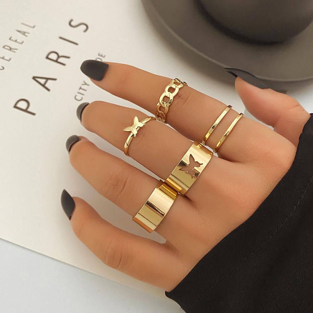 22-Piece Butterfly and Love Ring Set: European and American-Inspired Multi-Joint, Niche Design for Women