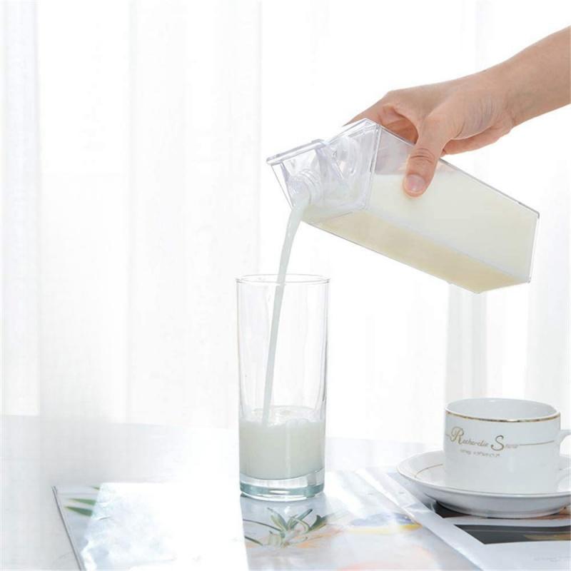 500ml/1000ml Transparent Milk Carton Water Bottle Creative Plastic Milk Juice Bottles Portable Clear Box Milk Storage Bottle