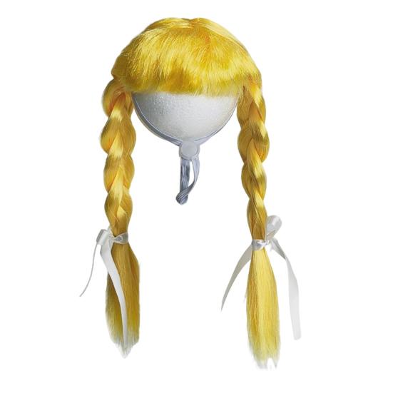Pet Cosplay Wig Cute Dogs Double Braids with Bows Adjustable Elastic Band Cat Hairpiece for Halloween Christmas Parties Photos