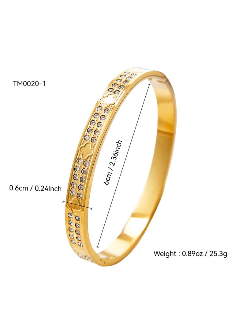 Fashionable And Classic Matching Stainless Steel Four-Leaf Clover, Devil'S Eye, Five-Leaf Clover With Zirconia Snap Bracelet