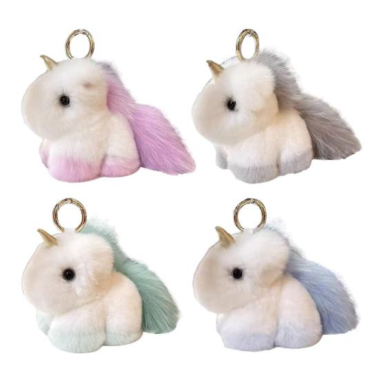 Keychain Pendant Imitation Mink Fur Horse Charm Soft Fabric Keyring Pendant Backpacks Handbags Accessories