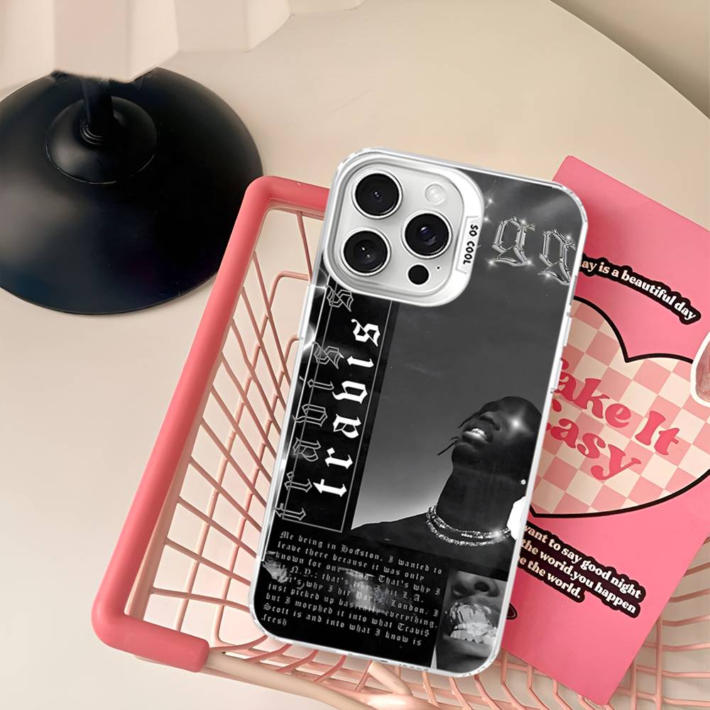 T-Travis S-ScottS Singer For Iphone 15 14 13 Plus 17 16 12 11 Pro Max Matte Colored Silver Luxury Phone Cover