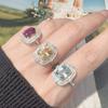 S925 Sterling Silver 18K Gold Natural Gemstone Ring Light Luxury Index Finger Ring Energy Jewelry Women