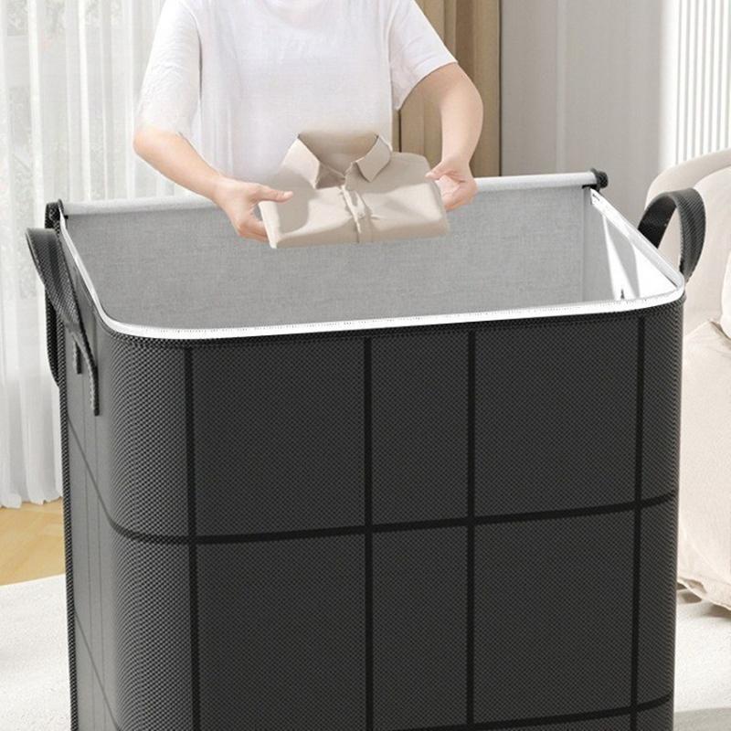 Large Capacity Fabric Storage Bag With Double Zipper Wide Opening Sturdy Handles For Home Clothes Bedding Organizing