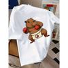 Kids Crewneck T-Shirt, Cartoon Capybara with Red Boxing Gloves Tai Chi Shorts Print