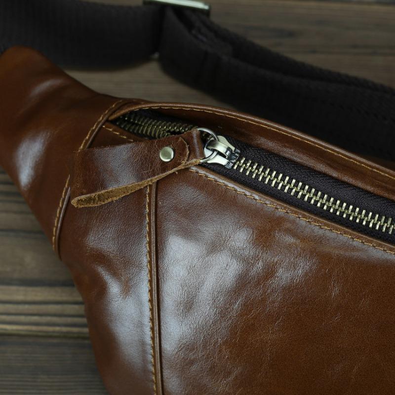 Crazy Horse Echtleder Kopfschicht Rindsleder Herren Gürteltasche Leder Umhängetasche Retro Outdoor Freizeit Sport Handy Gürteltasche