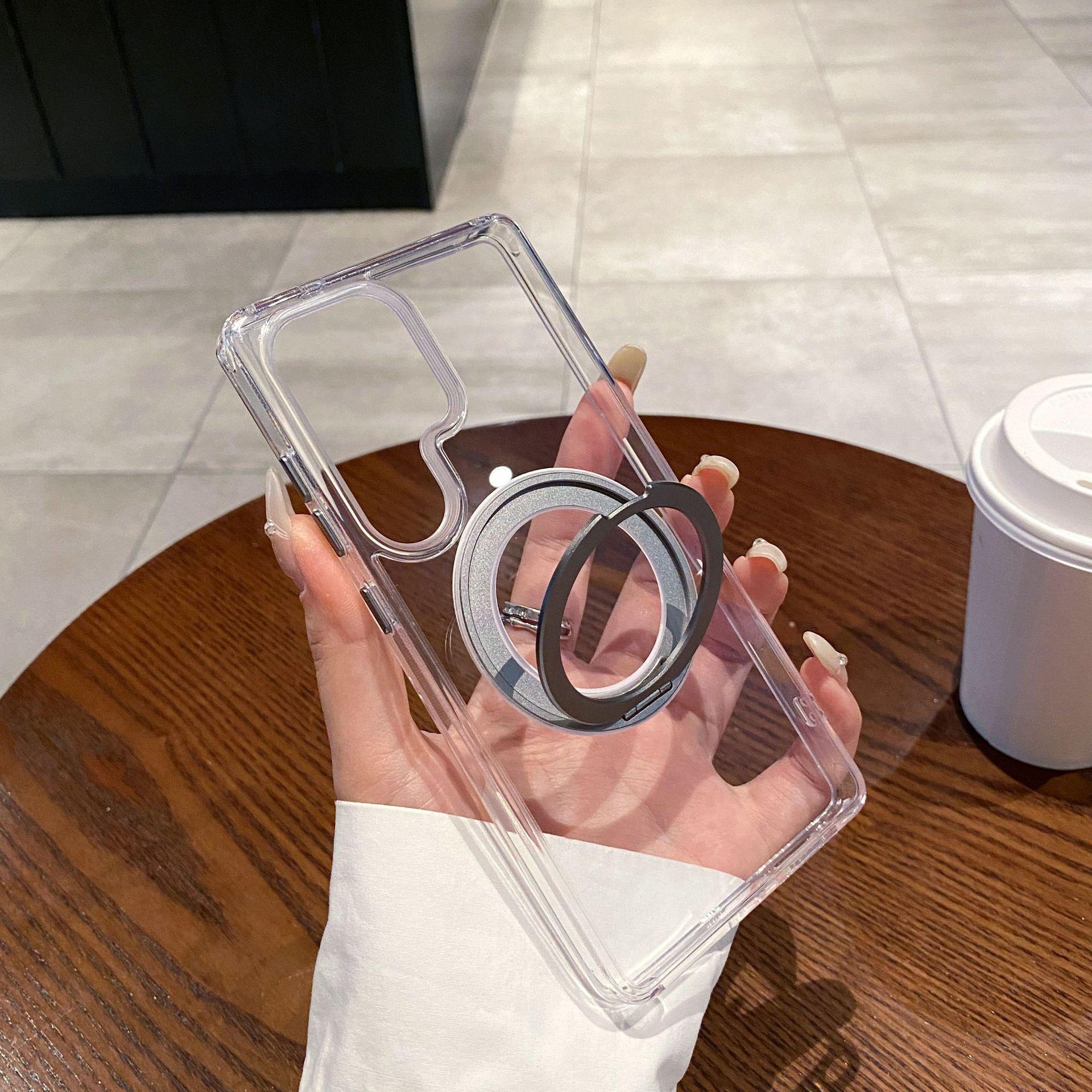 Samsung S25 Ultra Rotating Stand Magnetic Phone Case - Protective Cover Samsung S25+ прозрачный