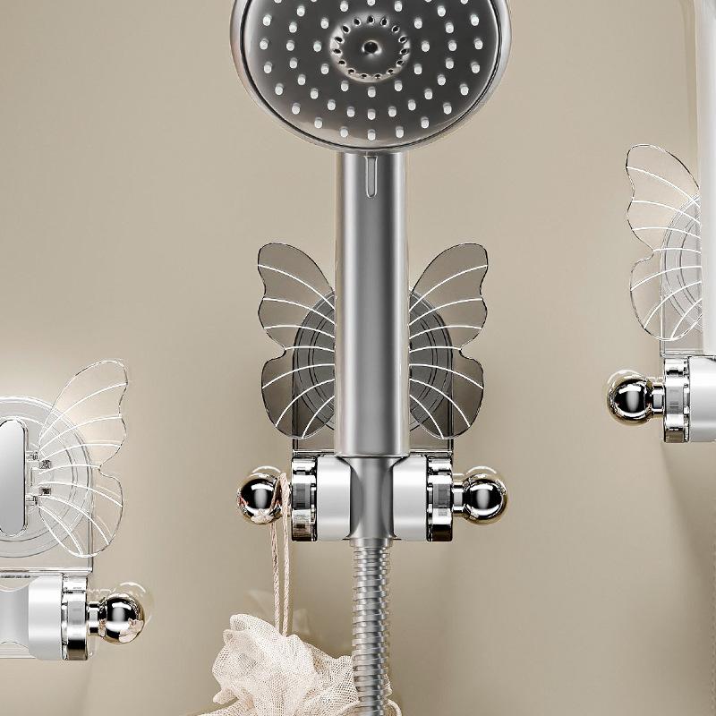 Butterfly Vacuum Suction Cup ABS Color Modern Bathroom Shower Head Holder with Adjustable Wall Mount and Easy Installation
