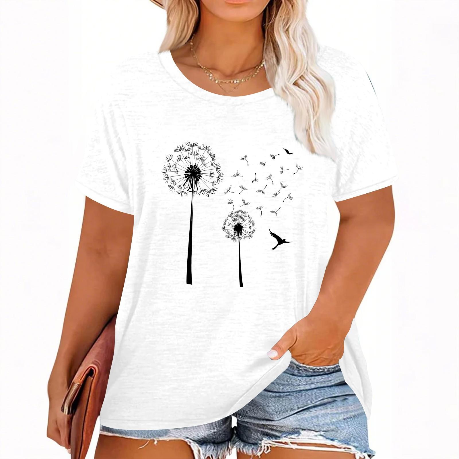 

Женская футболка с коротким рукавом и гавайским цветочным принтом XL белый