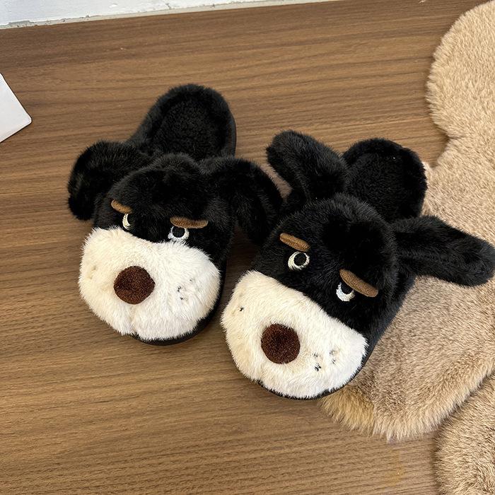 Women's Cartoon Cute Thick Bottom Heightened Large Size Winter Warm Padded Lining Anti-slip Outdoor Shoes Hiking Sports Cotton Slippers