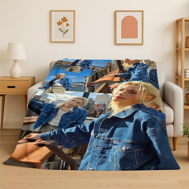 Kpop Felix Stray Kids Coperta in Flanella Morbida Calda per Camera da Letto Soggiorno Letto Viaggio Campeggio Picnic Regalo