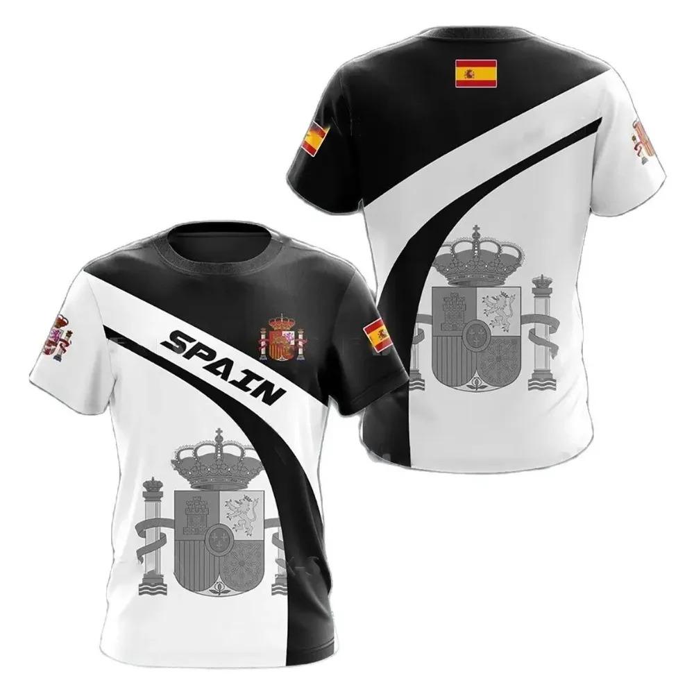 Spain National Printed Men's T-Shirt O-Neck Short Sleeve Fashion Sports Clothing Loose Shirt For Men Spanish Football Fans Gifts