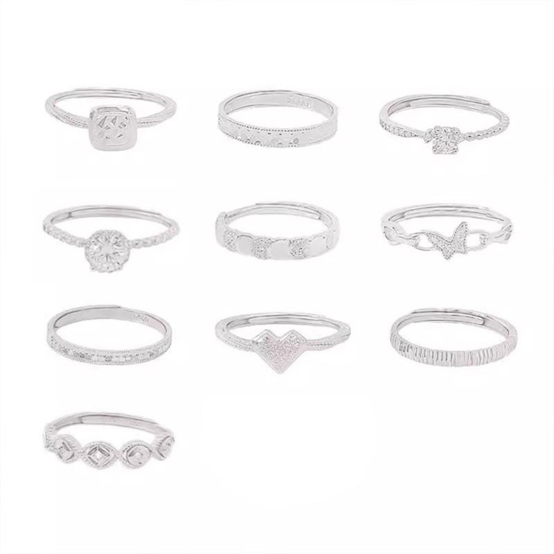 PANJBJ 925 Sterling Silver Geometry Love Heart Ring for Women Hollow Out Line Design Jewelry Gift Dropshipping
