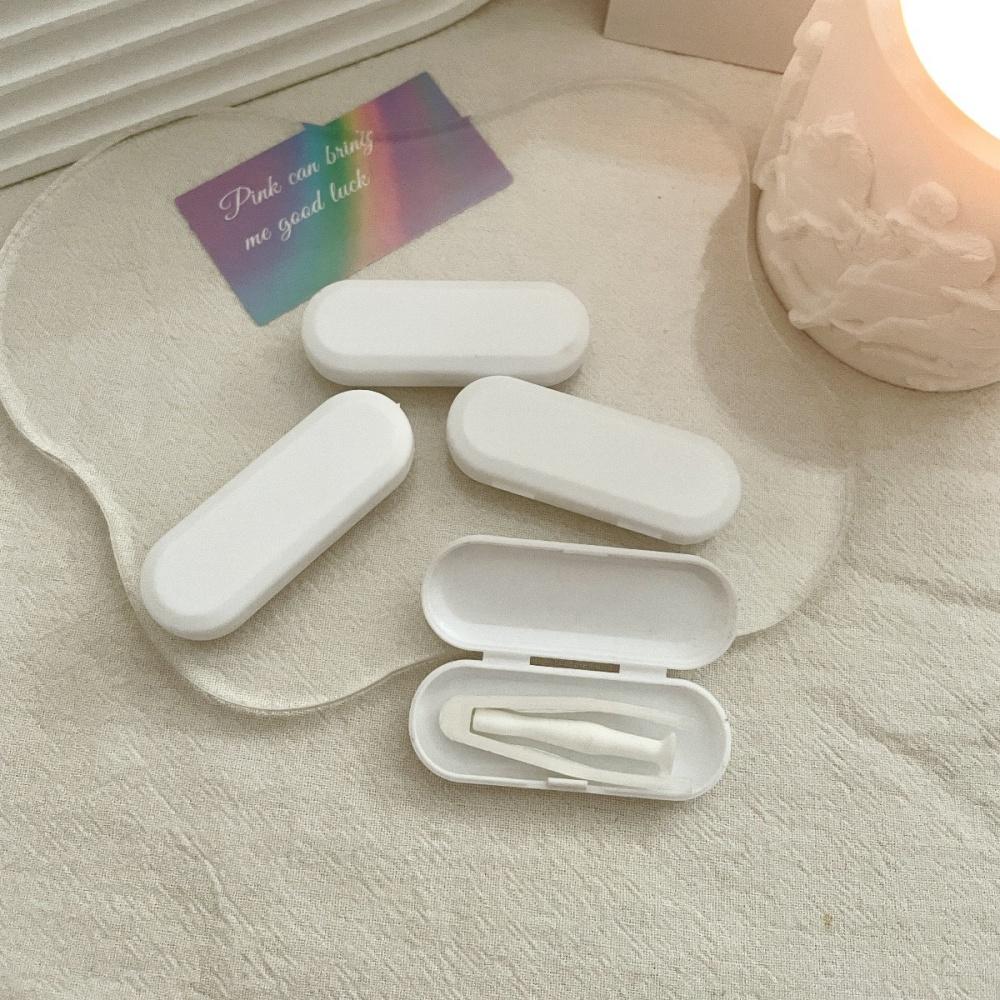 

1Pcs Candy Color Contact Lens Case Kit Portable Eye Care Tool Set with Tweezers and Suction Stick for Men and Women белый