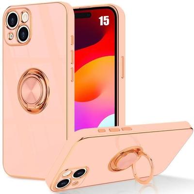 Protective Case - BOOLING - for iPhone 15 - Pink - Flexible - Adjustable Stand