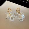 1 Pair Women Drop Earrings Round Shell Tassel Decor Long Earrings Female Stud Earrings Dating Banquet Dance Party Accessories