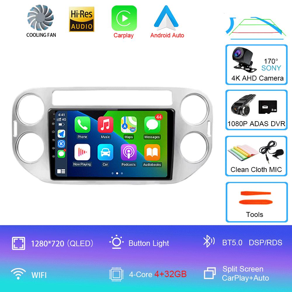 Car Radio Android 14 Wireless CarPlay Auto for VW Volkswagen Tiguan 1 NF 2006-2016 Multimedia Video Player Stereo GPS 2din Navi