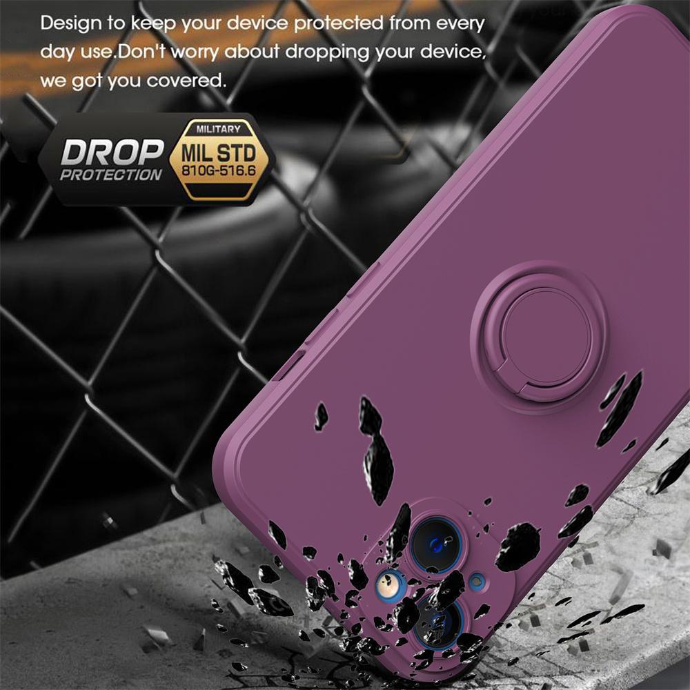 Liquid Silicone Magnetic Cases For For Iphone 1 14 13 12 11 Pro Max XS XR 6 6s 7 8 Plus SE Soft Cover With Ring Holder