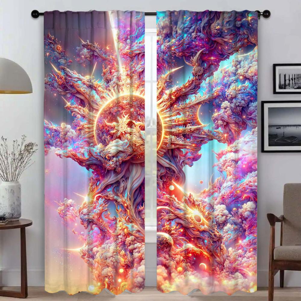 Abstract Pattern Blinds Kitchen Curtains for Living Room Blackout Curtain Home Interior Curtains 2 Pieces Tulle for Bedroom
