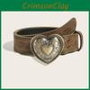 Shaped Heart Retro Rivet Belt Pu Leather Alloy Snap Closure Men Teens Streetwear