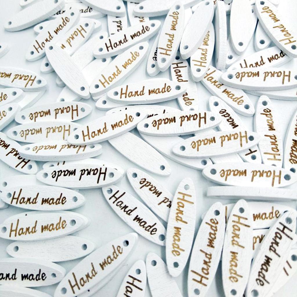 100 Pieces White Handmade Label Shaped Tags for