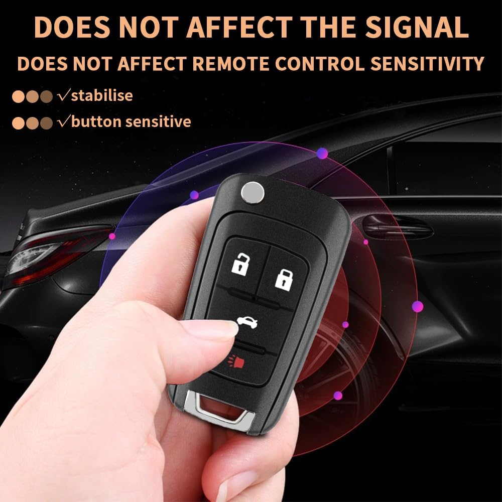 4 Button Key Fob Keyless Entry Remote Shell Case Replacement for Chevy Cruze Equinox Camaro Impala Malibu Sonic Buick Regal Verano Encore Lacrosse