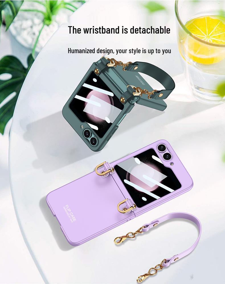 Creative Wrist Strap Foldable Case with Integrated Shell & Film for Samsung Z Flip5