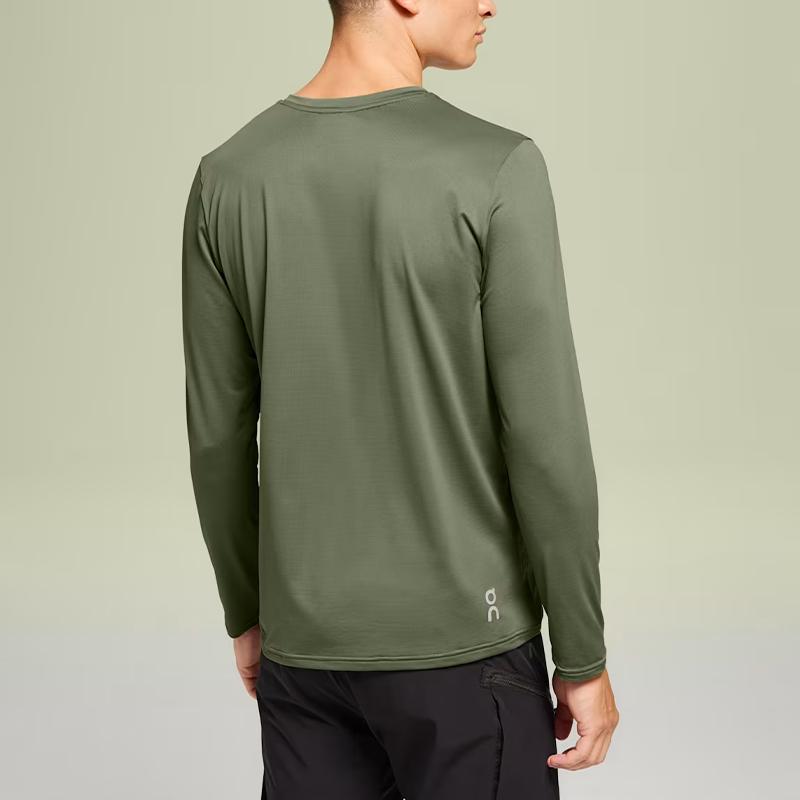 On Comfortable Round Neck Solid Color Lg Sleeve T-Shirt Men tops Pine-Green 1ME10750858