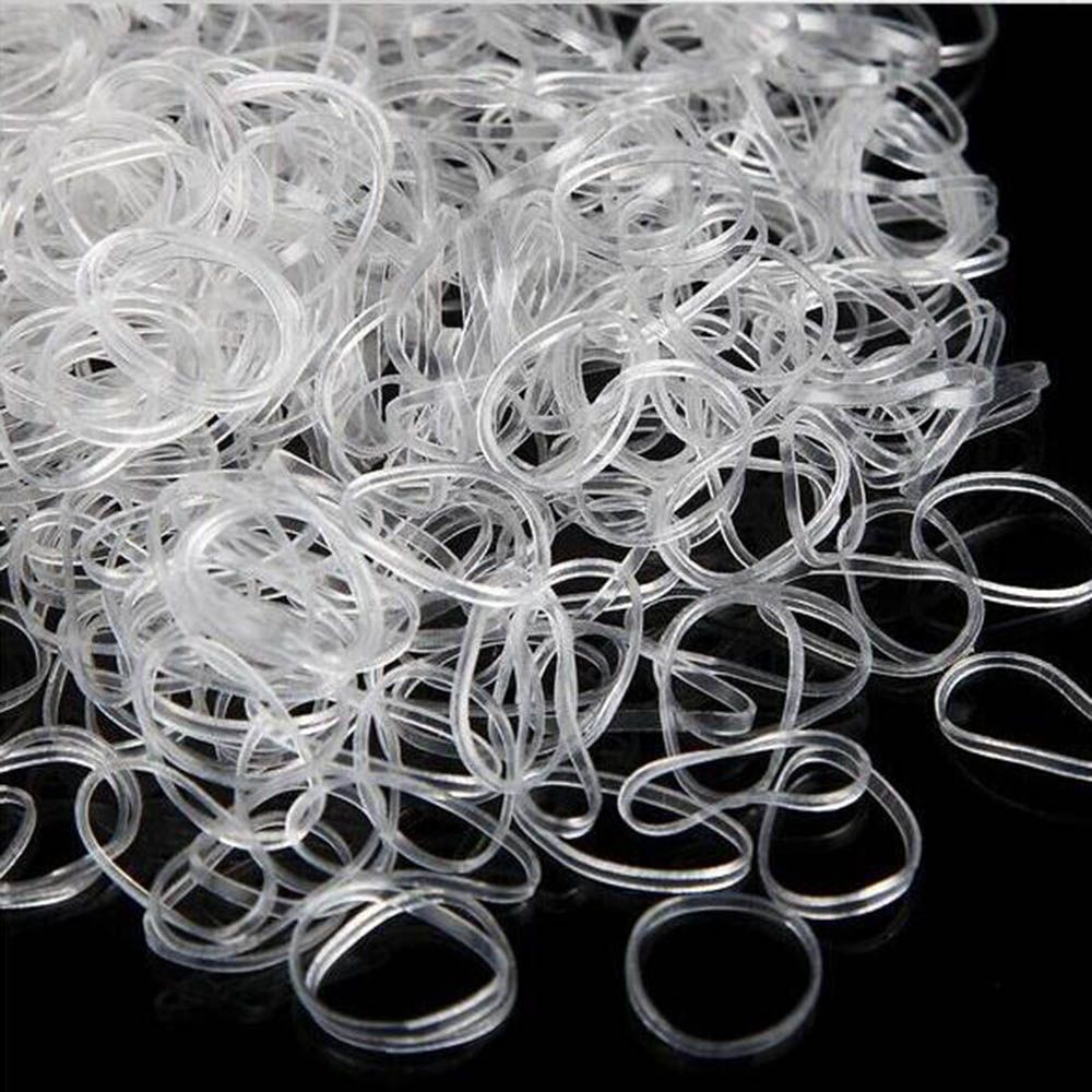 Transparent Clear Women Hair Styling Tool Ponytail Holder Rubber Hair Band 500 Pcs Hair Ties Ropes