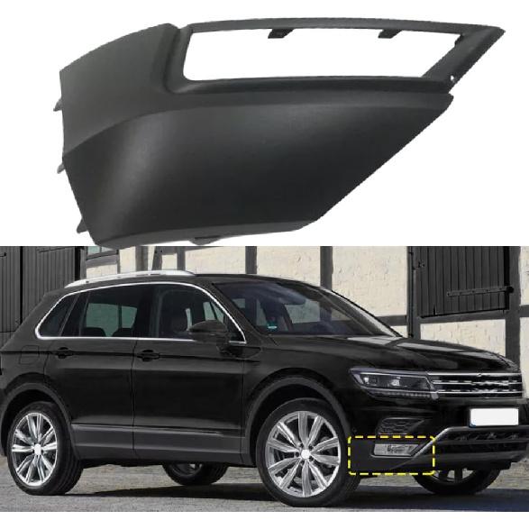 Auto Parts ABS Front Bumper Fog Light Grille Cover Replacement for VW Tiguan 2017 2018 2019 2020 2021 5NG853211 5NG853212(Black-Left)