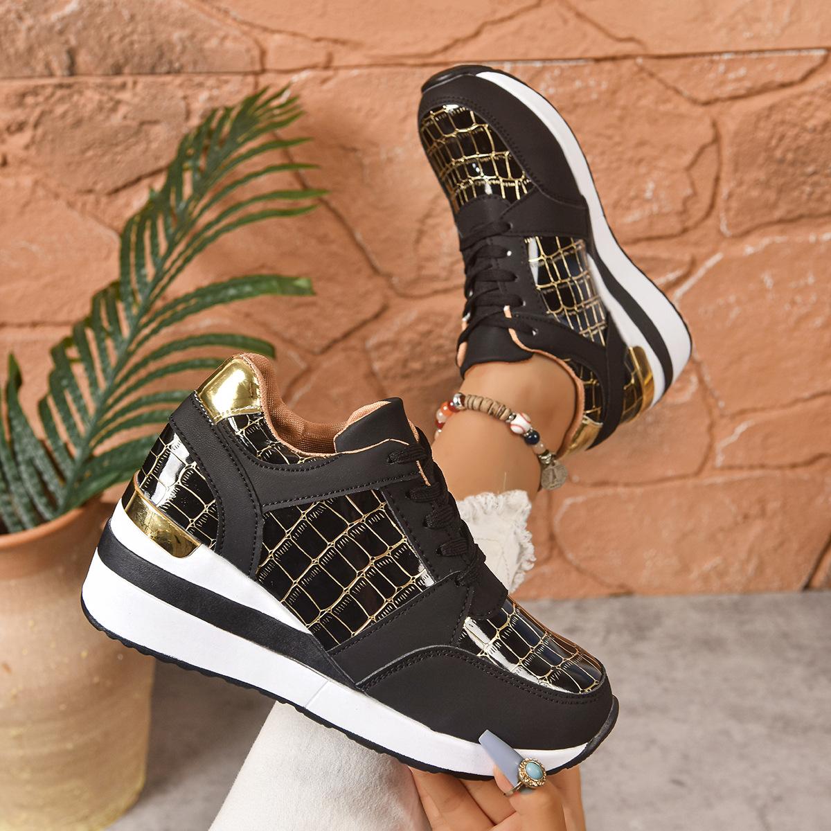 

Women s Wide Width Glitter Sneakers, Lace-Up Casual Flats, Four Season Athletic Shoes for Women 43 чорний