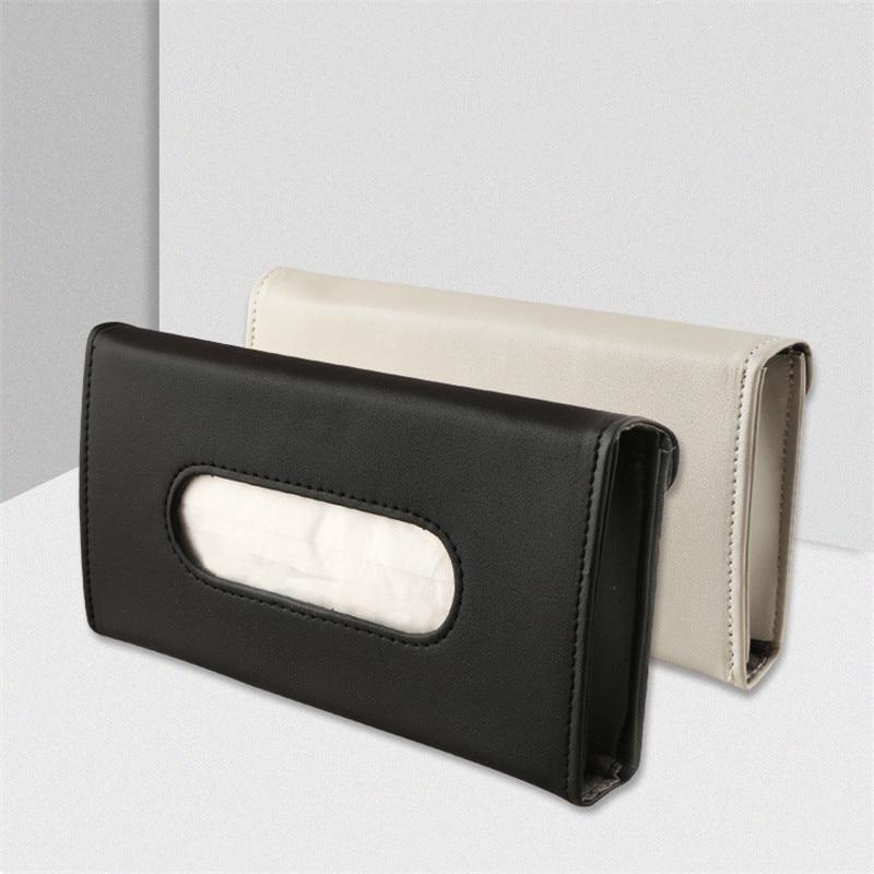 Leather Car Tissue Box Car Sun Visor Type Block Hanging Container Towel Napkin Holder Paper Rack Organizer Storage Bag