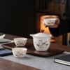 Suet Jade White Porcelain Hand-held Pot, One Pot, Three Cups of Travel Tea Set, Large-capacity Company Activities, Business Annual Meeting