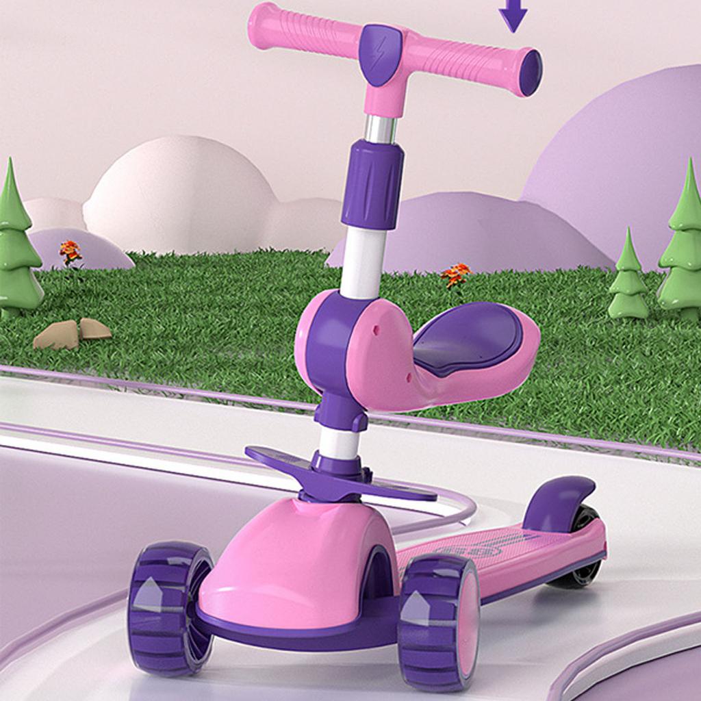 3 Wheel LED Light Up Scooter with 3 Wheels   Handlebar and Removable Seat Folding Scooter for Outdoor Activities