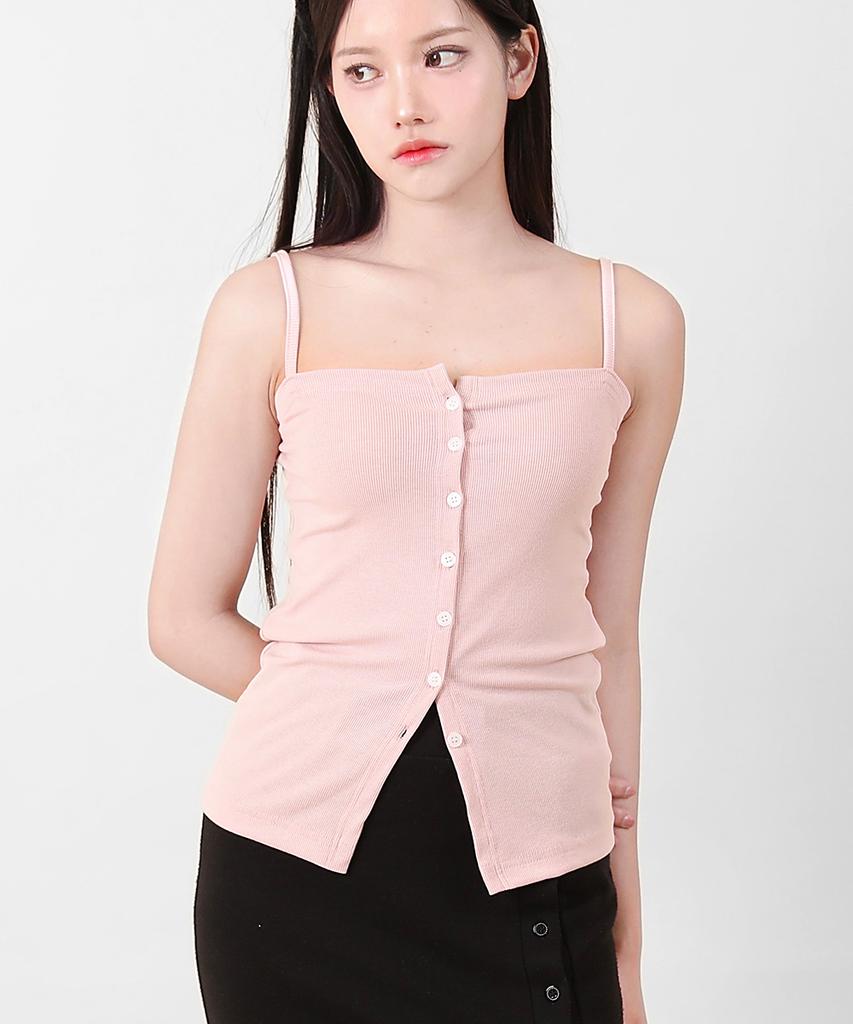 CATTLINE Button Sleeveless Top Black