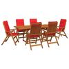 7 Piece Outdoor Dining Set Natural Solid Acacia Wood