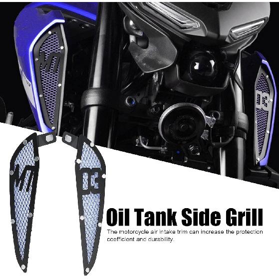 KIMISS 2PCS Motorcycle Fuel Air Intake Trim, Aluminum Gas Side Frame Trim Cover Replacement for MT03 2020‑2021(Blue)