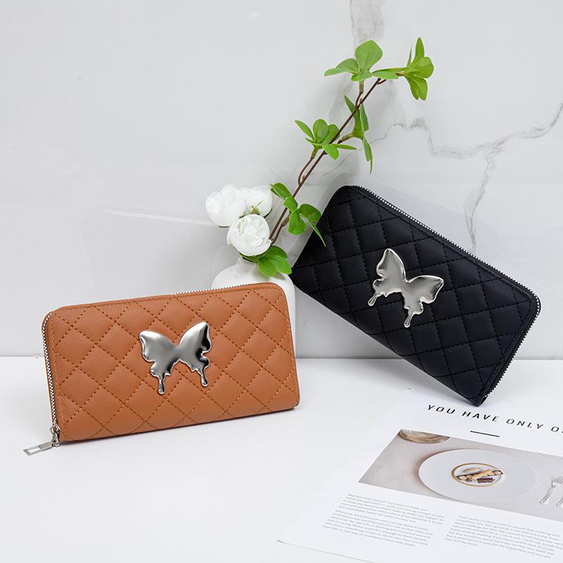 Linggedo Card Wallet Sweet and Cute Ladies Niche Clutch Metal Butterfly Small Bag