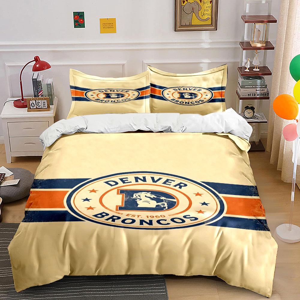 Denver Broncos Vintage Logo Design Print Bedding Set Duvet Cover Pillowcases (1* Duvet Cover 2* Pillowcases Do Not Include Comforter)